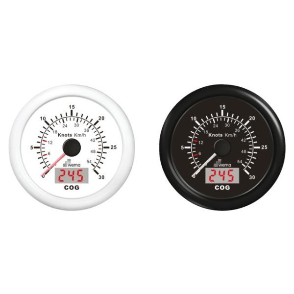 Wema GPS-Speedometer Analog weiß 30kn/54km